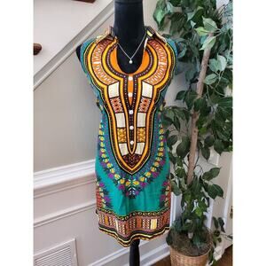 Karan Women Multicolor 100% Cotton Collared Sleeveless Pullover Shirt Size Large